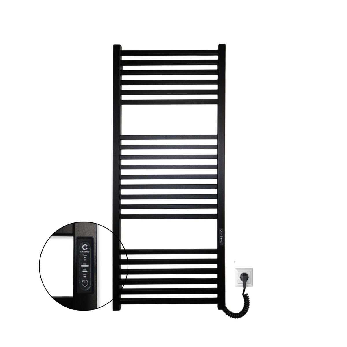Рушникосушарка електрична Carino LORENZO з контроллером Чорний матовий 1190*490