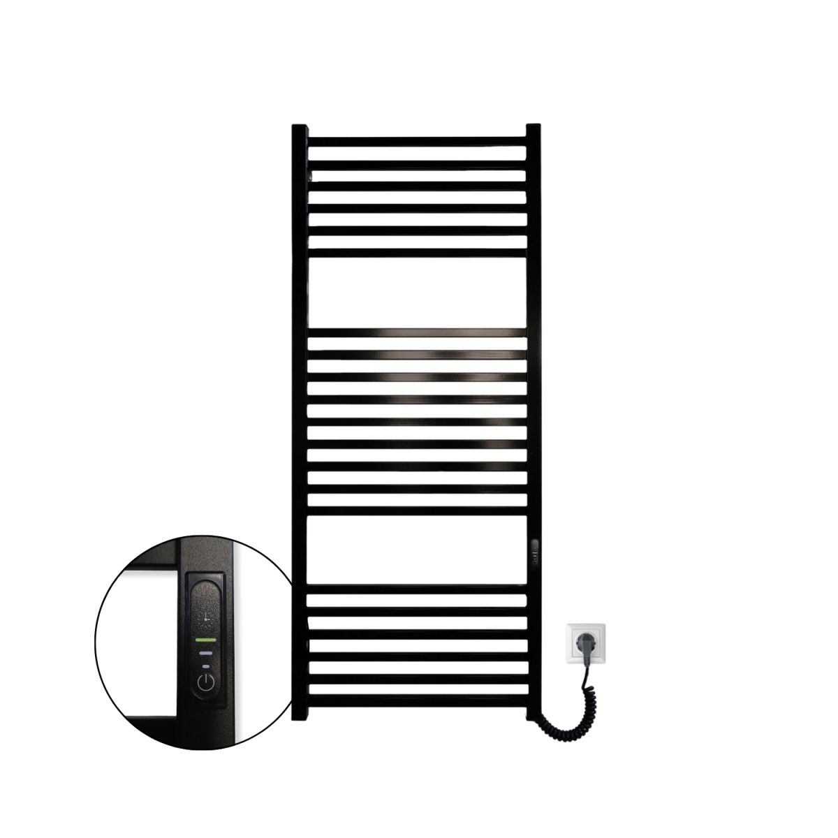 Рушникосушарка електрична Carino LORENZO з контроллером Чорний глянець 1190*490