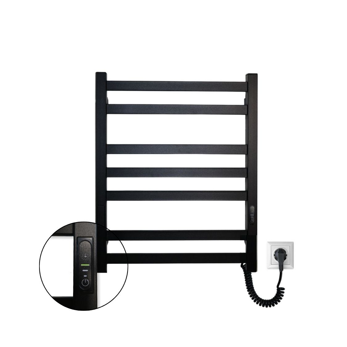 Рушникосушарка електрична Carino RICARDO з контроллером Чорний матовий 590*490