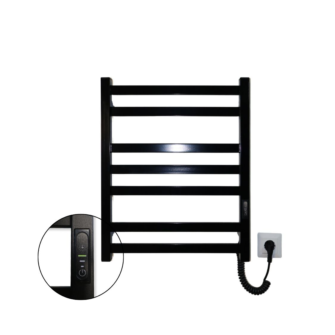 Рушникосушарка електрична Carino RICARDO з контроллером Чорний глянець 590*490