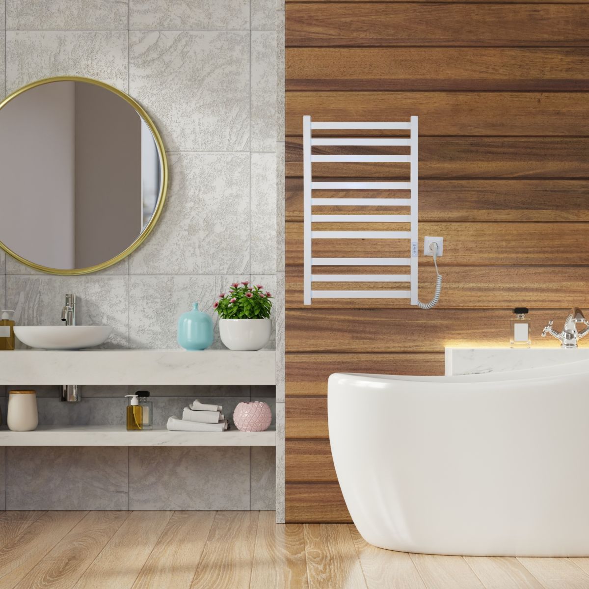 Полотенцесушитель электрический Carino RICARDO с контроллером Белый глянец 790*490