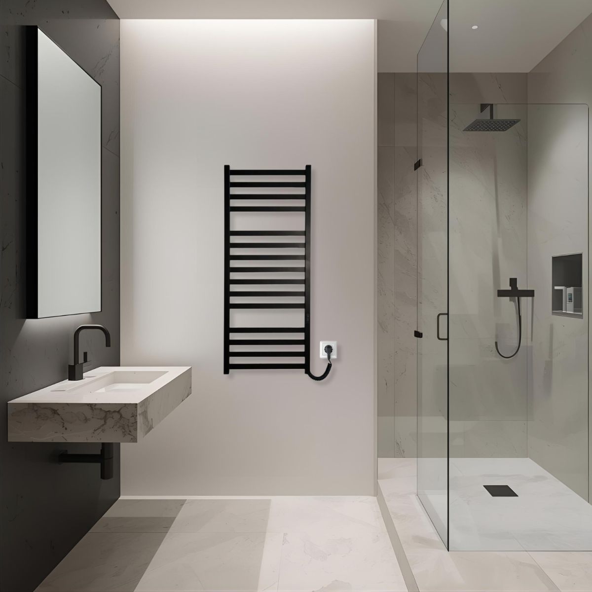 Полотенцесушитель электрический Carino RICARDO с контроллером Черный матовый 1190*490