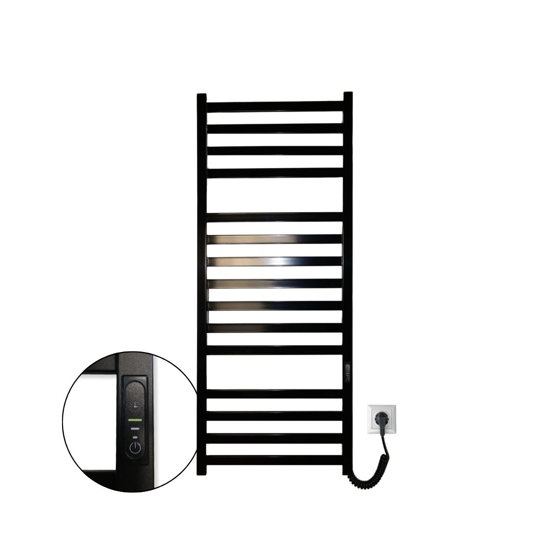 Рушникосушарка електрична Carino RICARDO з контроллером Чорний глянець 1190*490