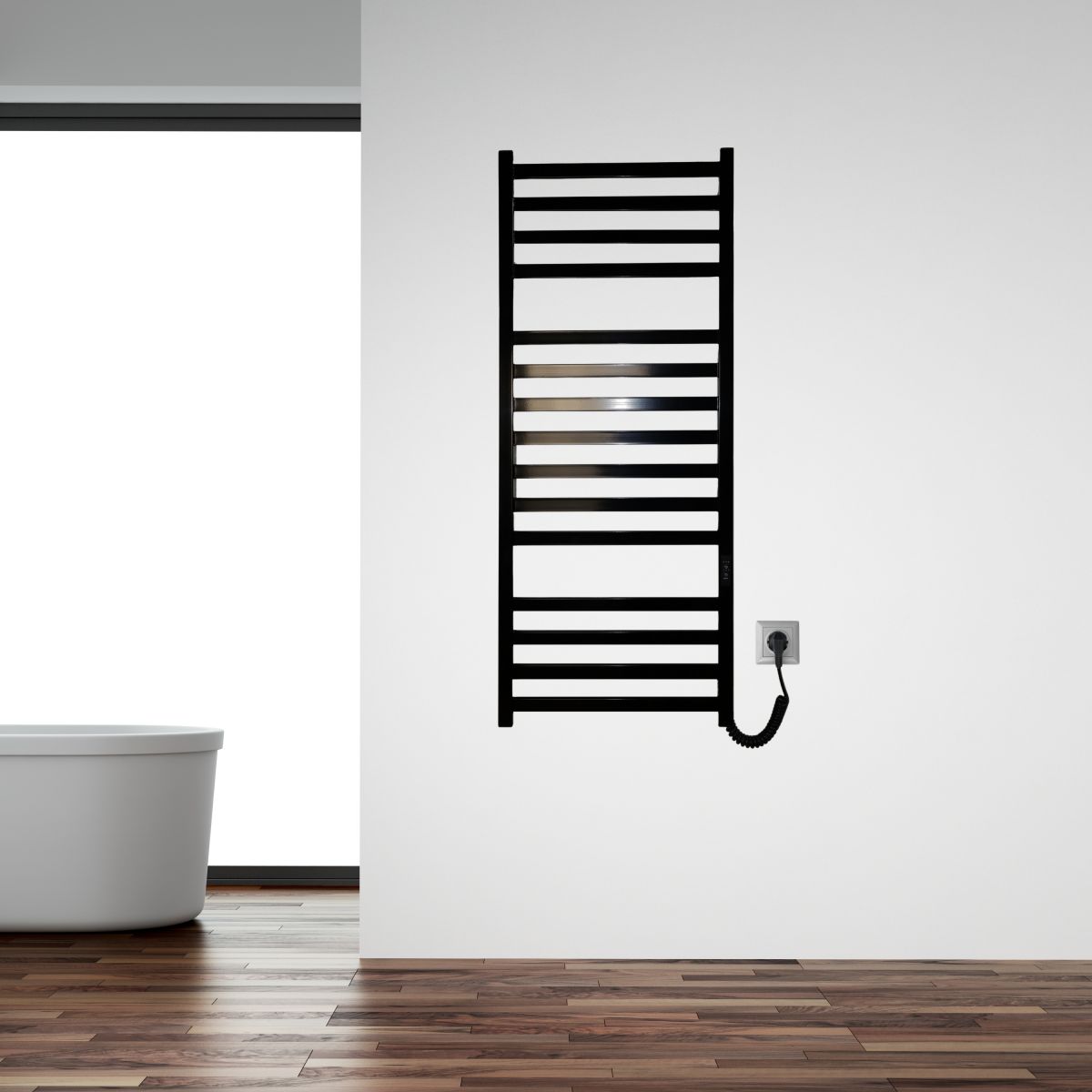 Рушникосушарка електрична Carino RICARDO з контроллером Чорний глянець 1190*490