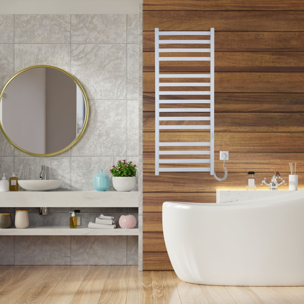 Полотенцесушитель электрический Carino RICARDO с контроллером Белый матовый 1190*490