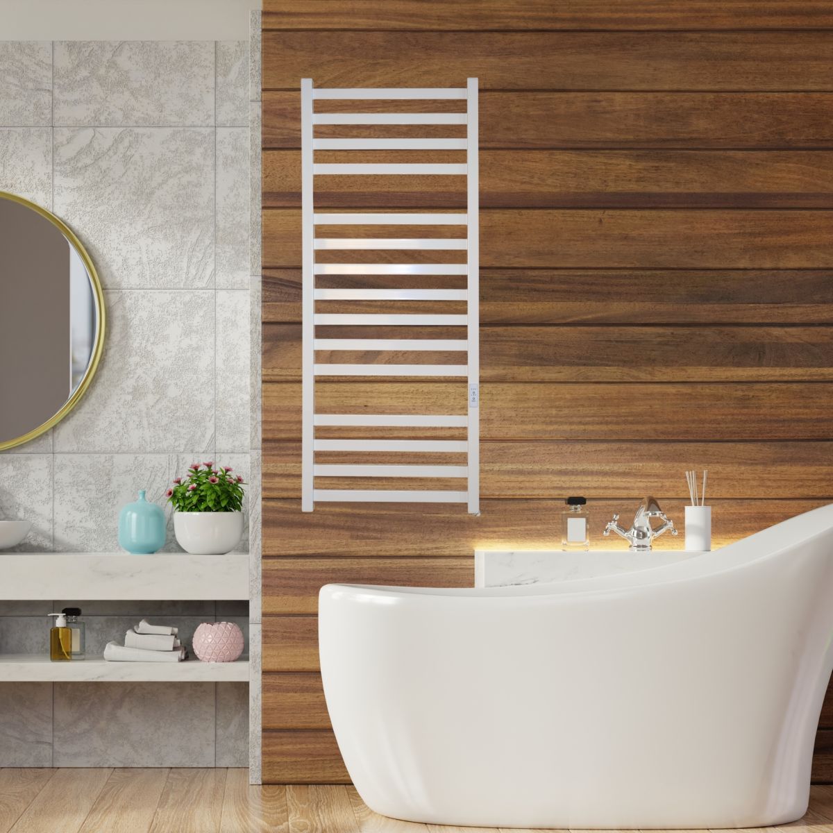 Полотенцесушитель электрический Carino RICARDO с контроллером Белый глянец 1190*490