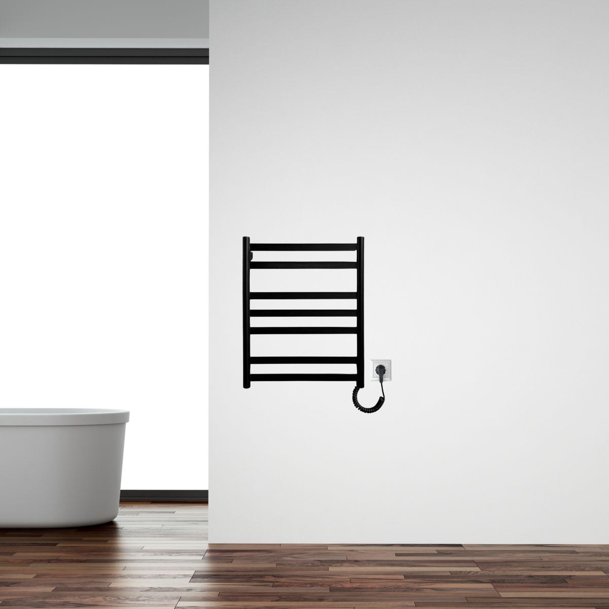 Рушникосушарка електрична Carino MIA з кнопкою Чорний матовий 590*490