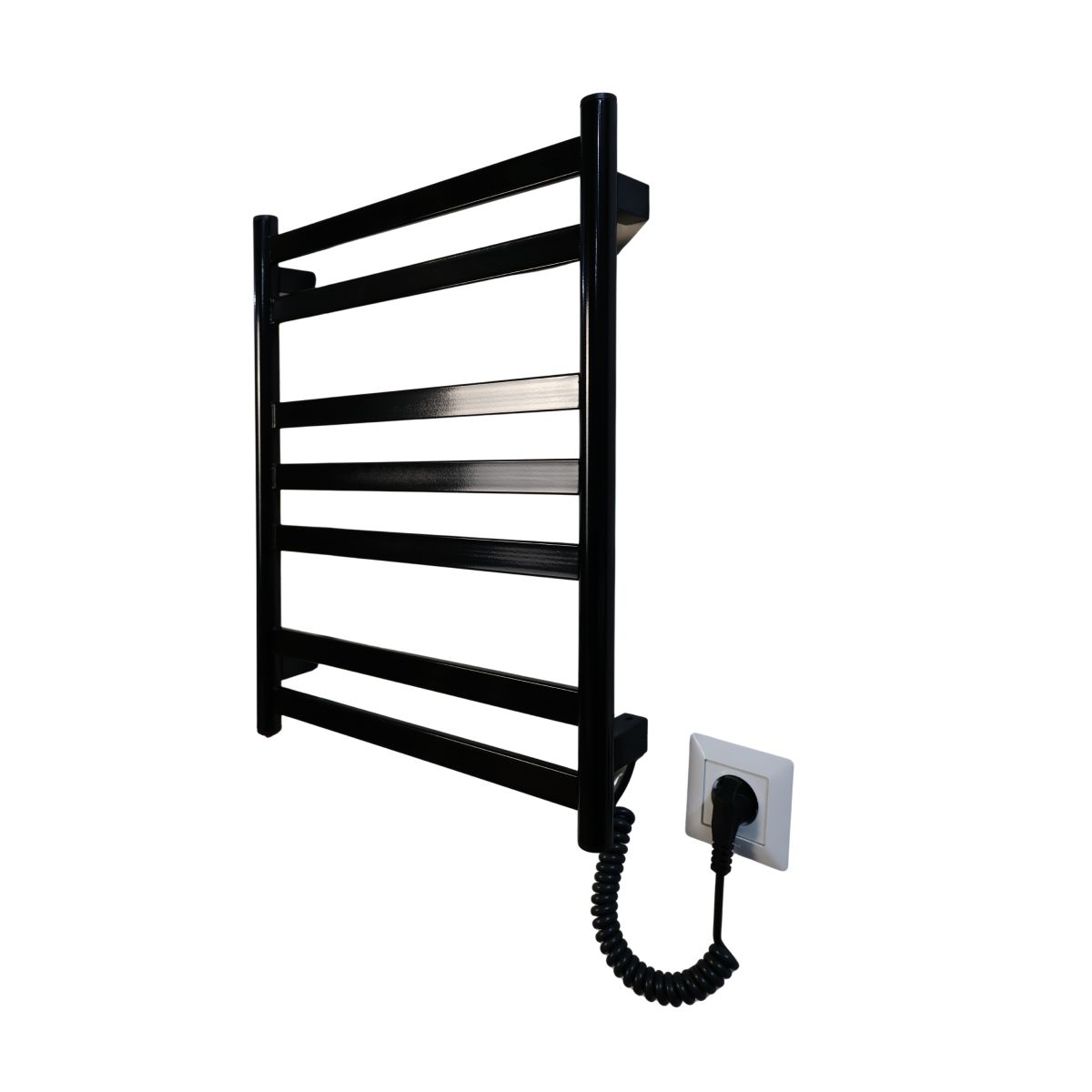 Полотенцесушитель электрический Carino MIA с кнопкой Черный глянец 590*490