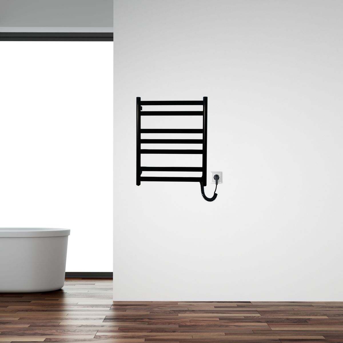 Полотенцесушитель электрический Carino MIA с кнопкой Черный глянец 590*490