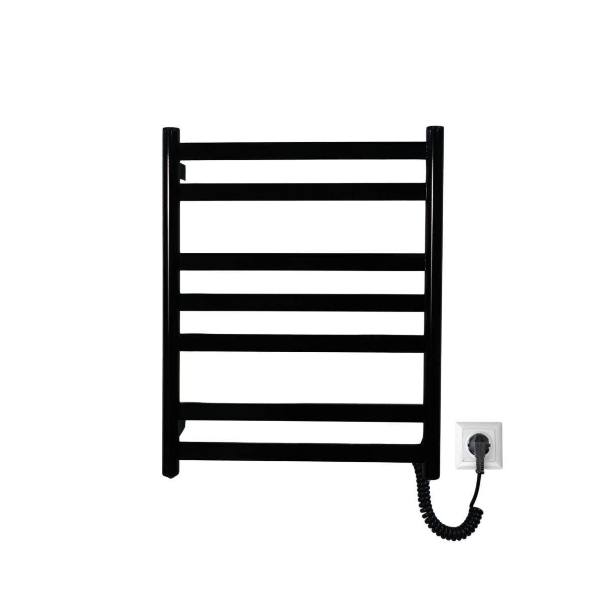 Полотенцесушитель электрический Carino MIA с кнопкой Черный глянец 590*490
