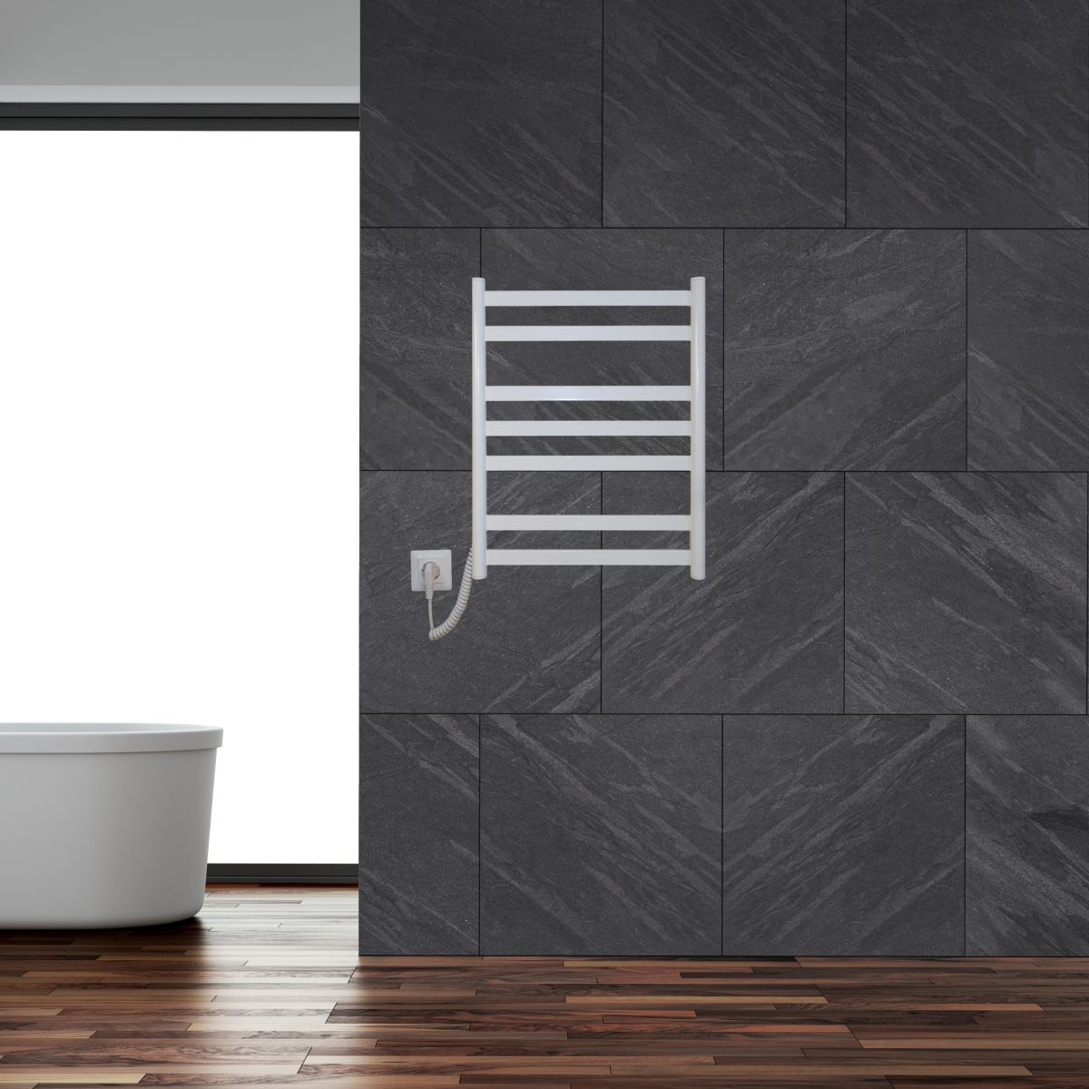 Рушникосушарка електрична Carino MIA з кнопкою Білий глянець 590*490