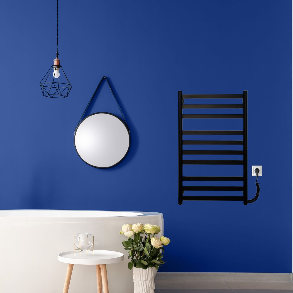 Полотенцесушитель электрический Carino MIA с кнопкой Черный матовый 790*490