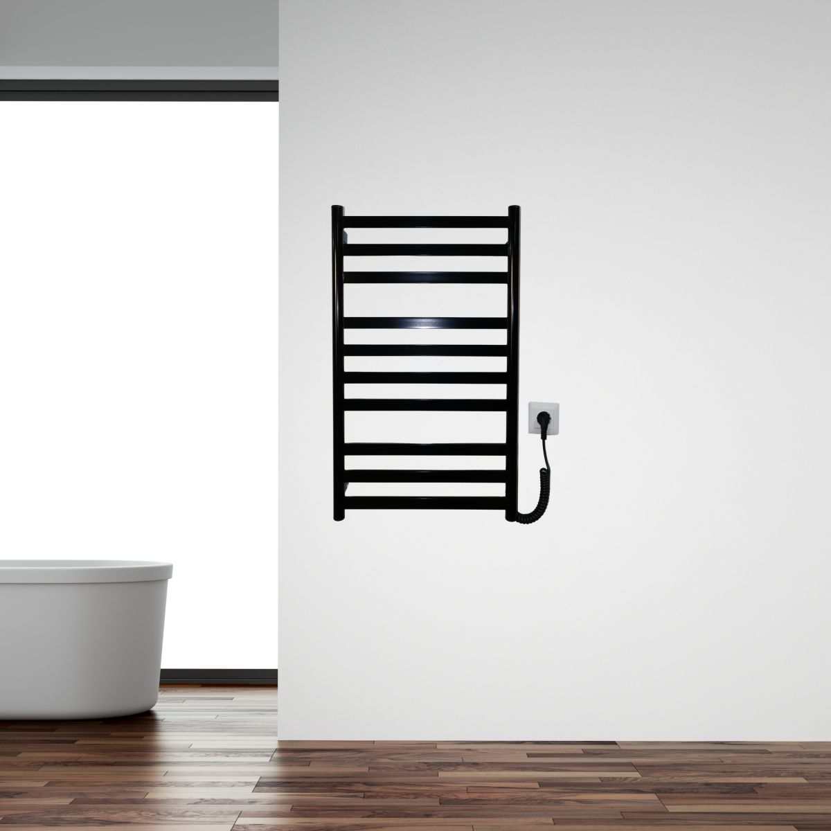 Полотенцесушитель электрический Carino MIA с кнопкой Черный глянец 790*490