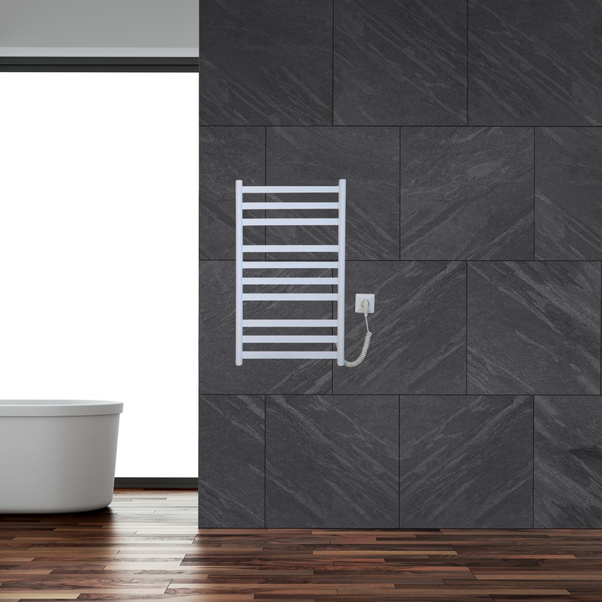 Полотенцесушитель электрический Carino MIA с кнопкой Белый матовый 790*490