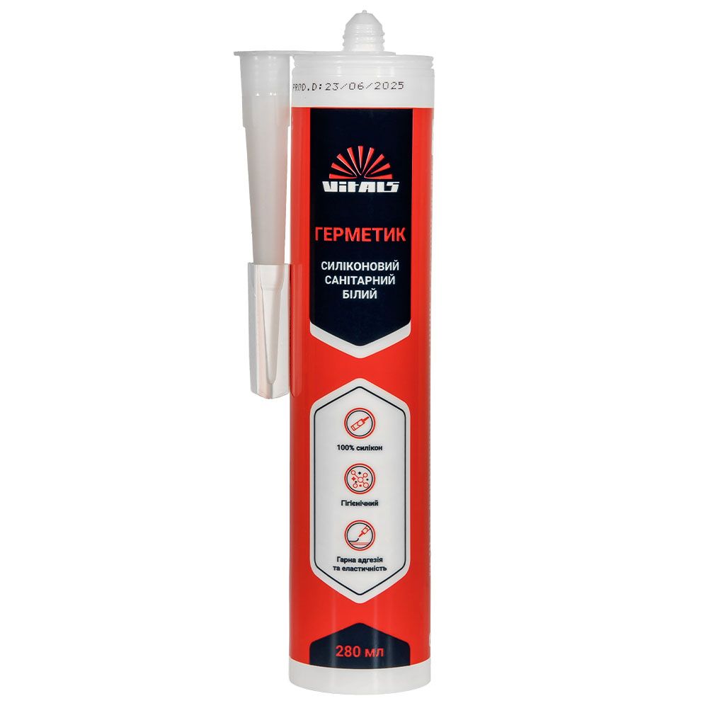 Герметик силиконовый санитарный белый 280 мл Vitals Fix