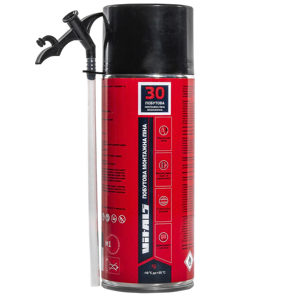 Пена монтажная бытовая с трубочкой всесезонная 300 мл Vitals Fix