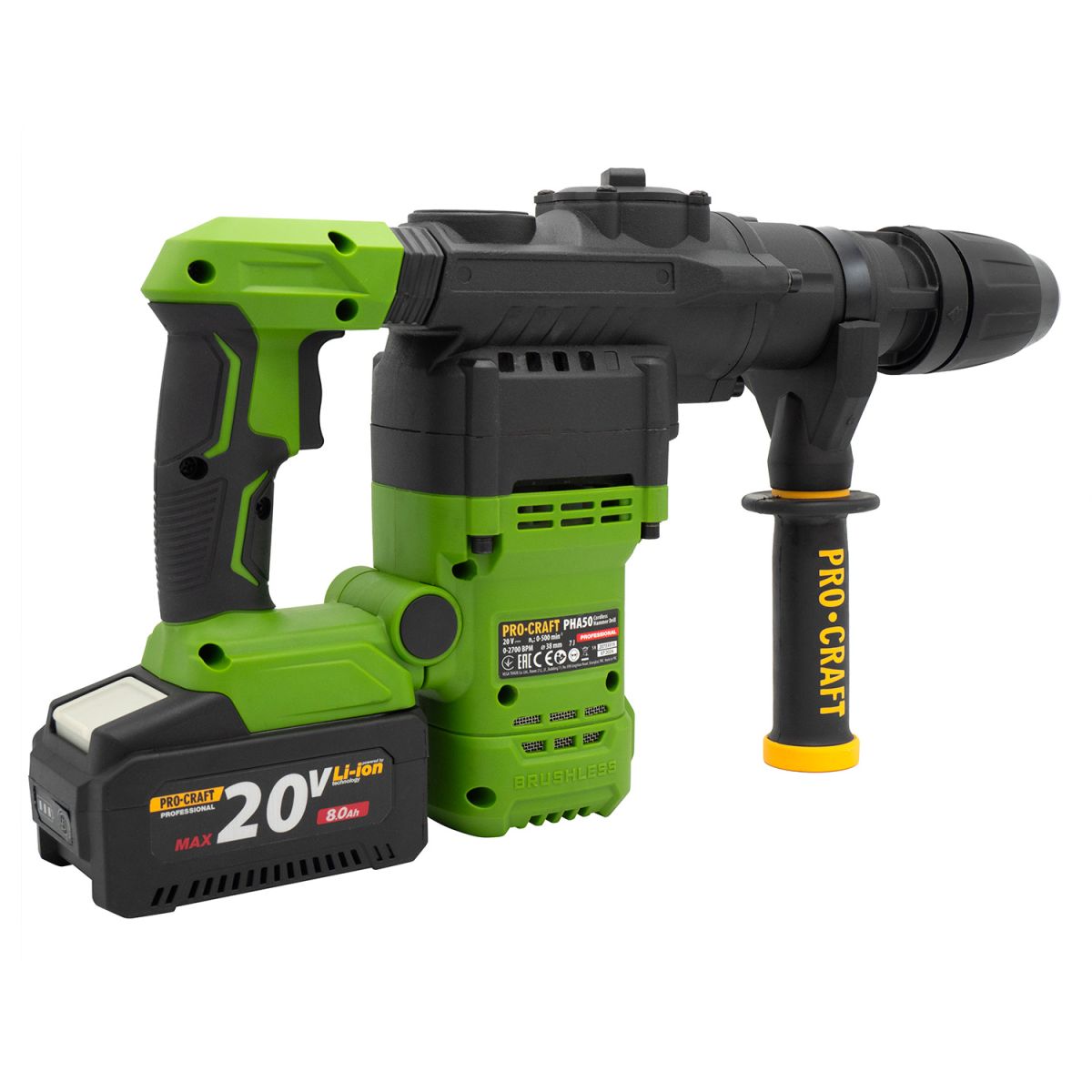 Акумуляторний перфоратор Procraft PHA50 Кейс (з 1 акб та ЗП)