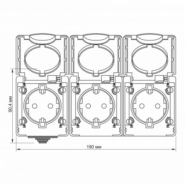 VIDEX BINERA IP65 розетка зовнішня потрійна із заземленням сіра (VF-BNW23G-G)