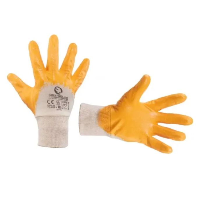 Рукавичка х/б захисна з нітриловим покриттям на долоні 10' (жовта)