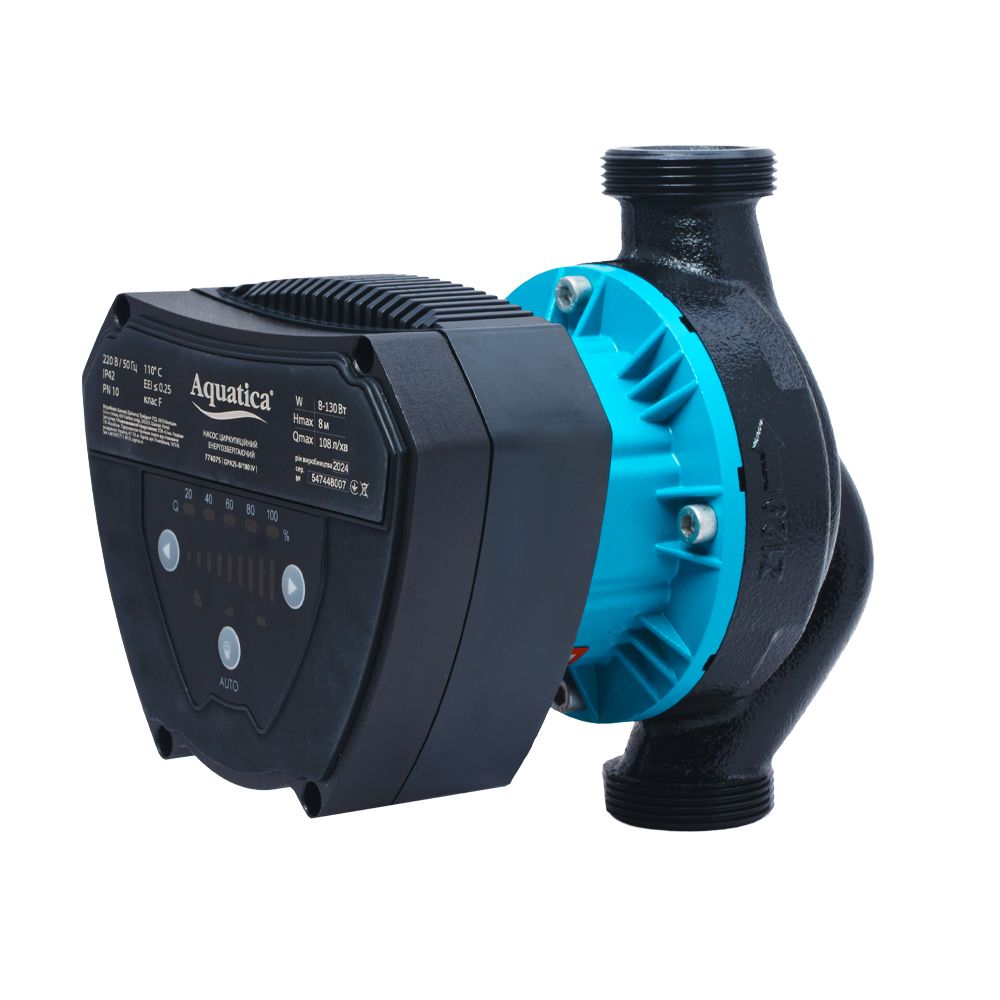 Насос циркуляційний енергозберігаючий 8-130Вт Hmax 8м Qmax 108л/хв Ø1½" 180мм + гайки Ø1" AQUATICA G