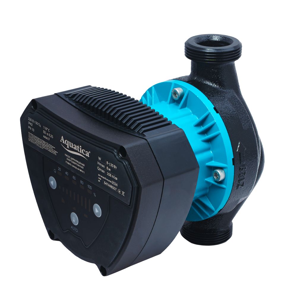 Насос циркуляційний енергозберігаючий 8-130Вт Hmax 8м Qmax 108л/хв Ø1½" 180мм + гайки Ø1" AQUATICA G