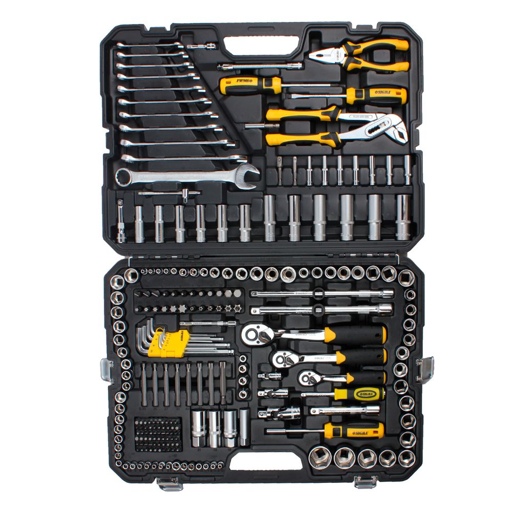 Набір насадок торцевих і біти, ключів, інструментів ¼" ⅜″ ½″ 233шт CrV SIGMA (6003871)