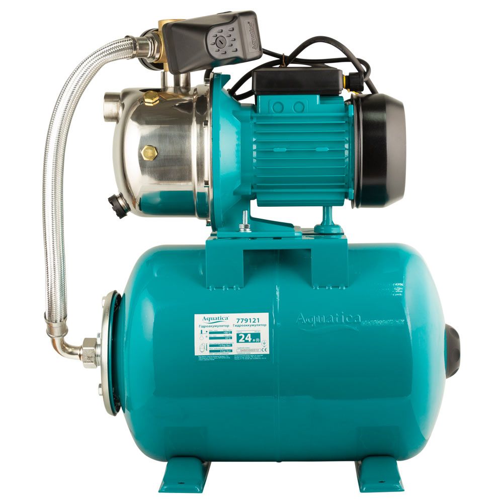 Станція 1.1кВт Hmax 50м Qmax 60л/хв (самовсмоктуючий насос нерж) 24л Україна AQUATICA JETSa100A5/UA