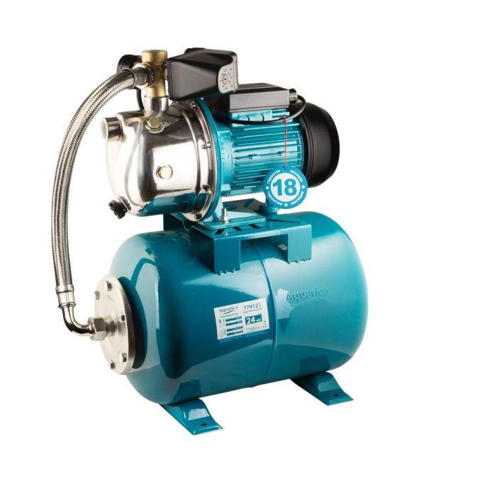 Станція 1.1кВт Hmax 50м Qmax 60л/хв (самовсмоктуючий насос нерж) 24л Україна AQUATICA JETSa100A5/UA