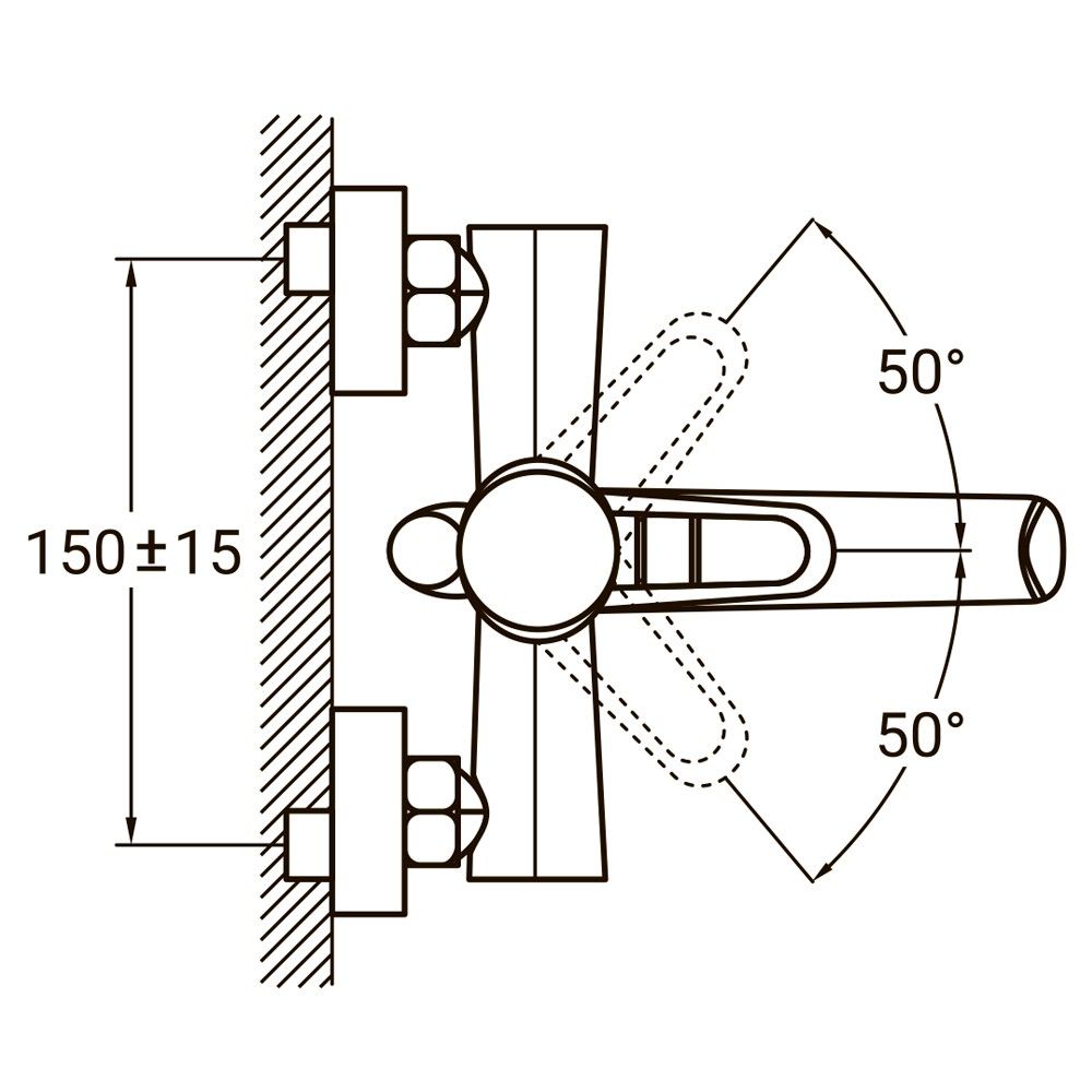 Змішувач HK Ø35 для ванни гусак прямий 150мм диверт. вбудова картріджний AQUATICA HK-2C130C (9732210)