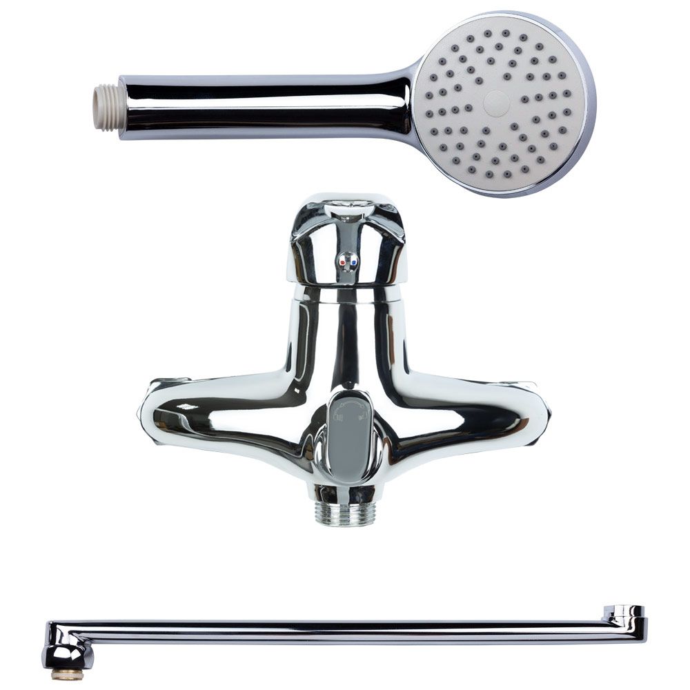 Змішувач NK Ø40 для ванни гусак прямий 350мм дивертор вбудований картріджний AQUATICA NK-2C232C