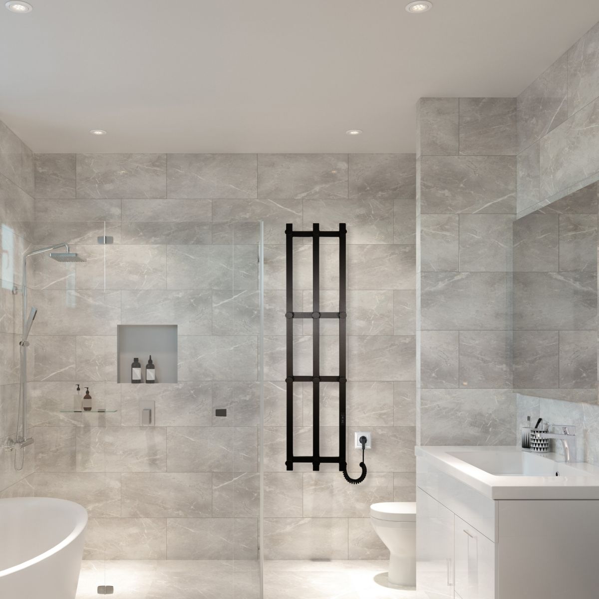 Рушникосушарка електрична Carino GIACOMO з контроллером Чорний мат 1190*270