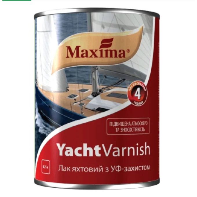 Лак яхтенный алкидно-уретановый глянцевый ТМ "Maxima" - 0,75 л