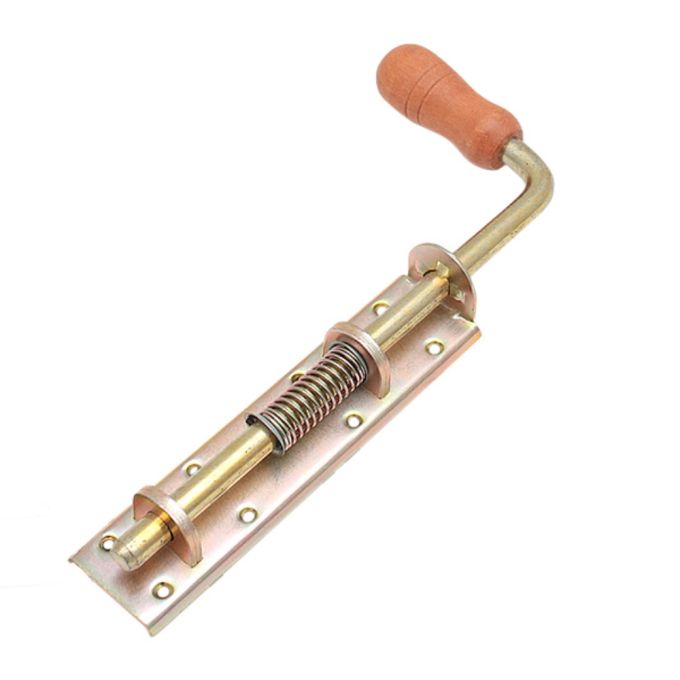 Засув для дверей пружина 250 мм з дерев'яною ручкою цинкований
