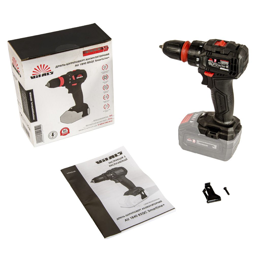 Дриль-шурупокрут акумуляторний Vitals Professional AU 1840 BSQC SmartLine+(без АКБ та ЗП)