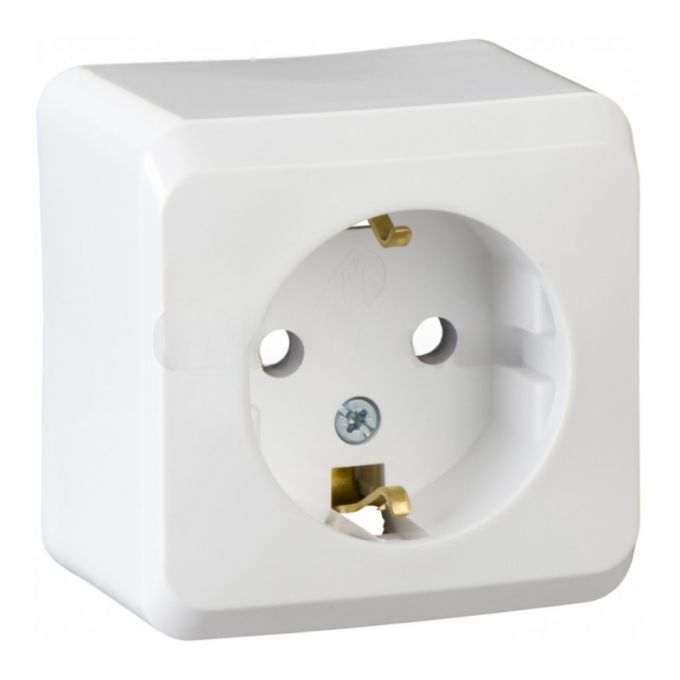 Розетка с з/к 16А и шт. наружного монтажа IP20 Prima Schneider Electric белый