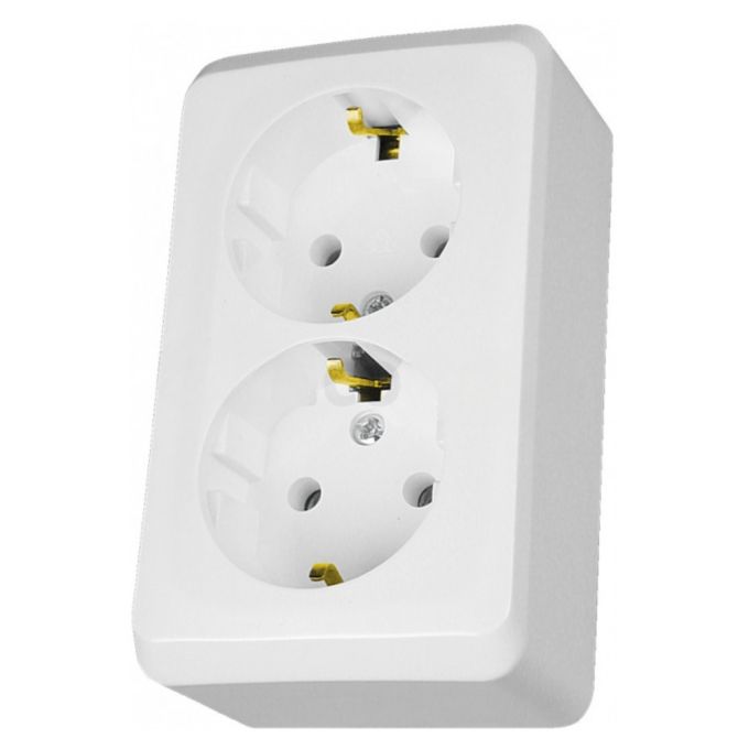 Розетка двойная с з/к 16А наружного монтажа IP20 Prima Schneider Electric белый