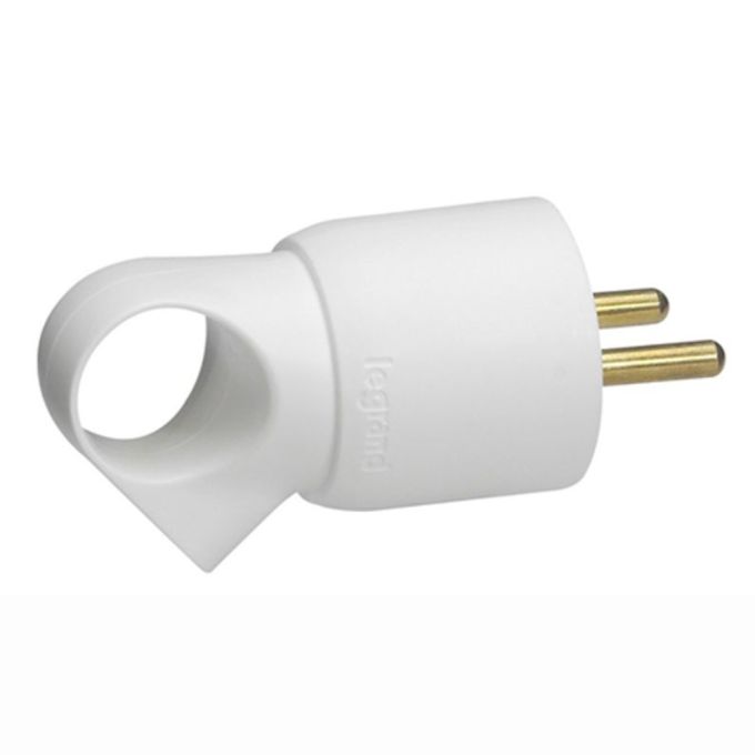 Вилка 2К+З біла ручка з кільцем