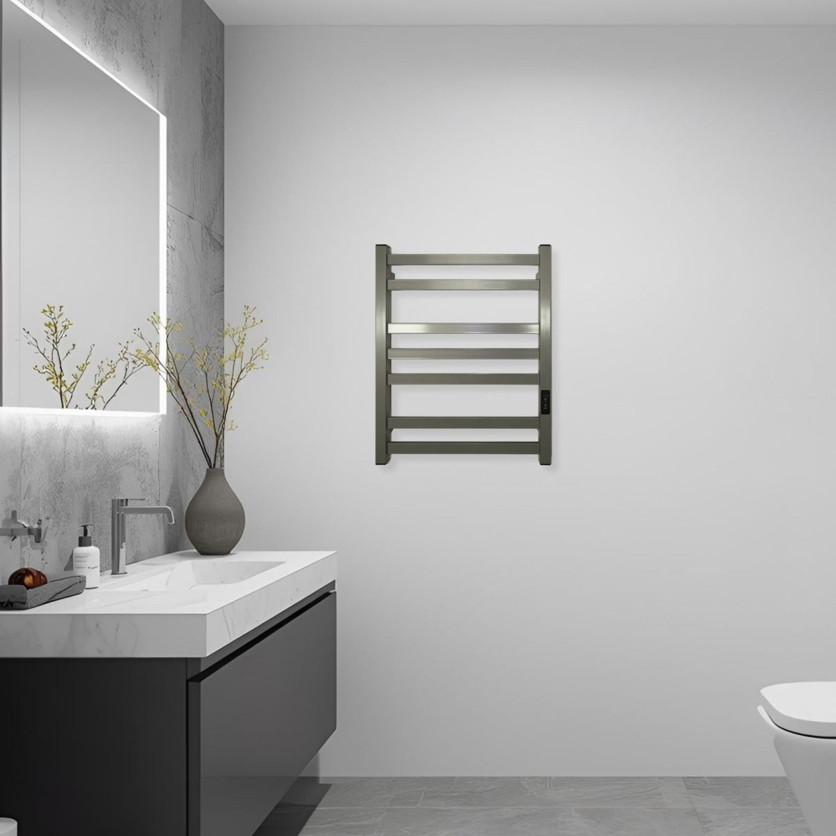 Полотенцесушитель электрический Carino RICARDO с контроллером Серый металлик 590*490