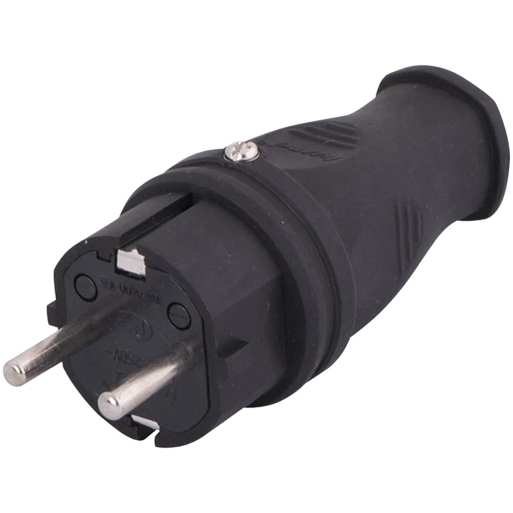 Вилка З/К каучук IP44 Lezard 16А черный