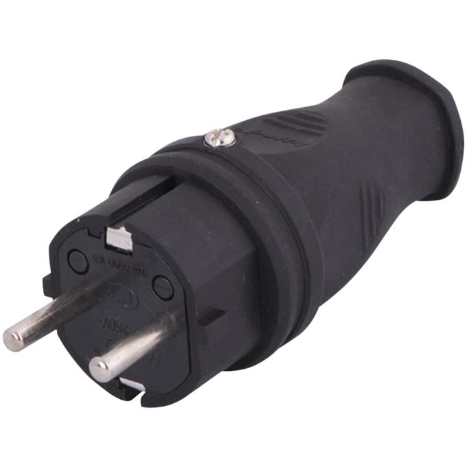 Вилка З/К каучук IP44 Lezard 16А чорний