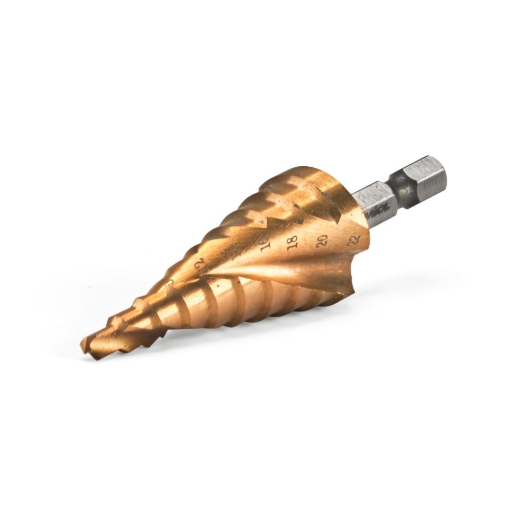 Сверло ступенчатое по металлу HSS 4241, TiN, 4-22мм