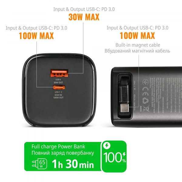 Повербанк 20000mAh VIDEX VPB-350 PD100W Grey