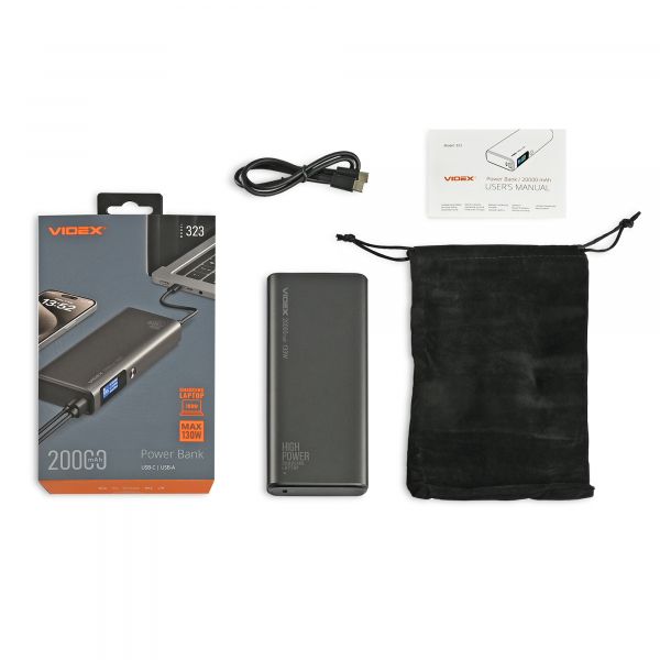Повербанк 20000mAh VIDEX VPB-323 PD100W Black
