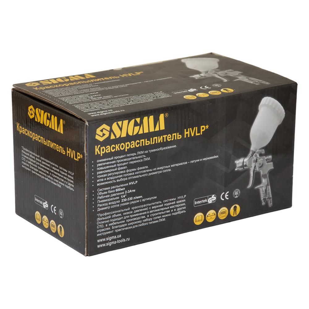 Фарборозпилювач HVLP Ø1.8мм 140-280л/хв 3бар в/б 600мл (пласт) хром SIGMA (6812141)