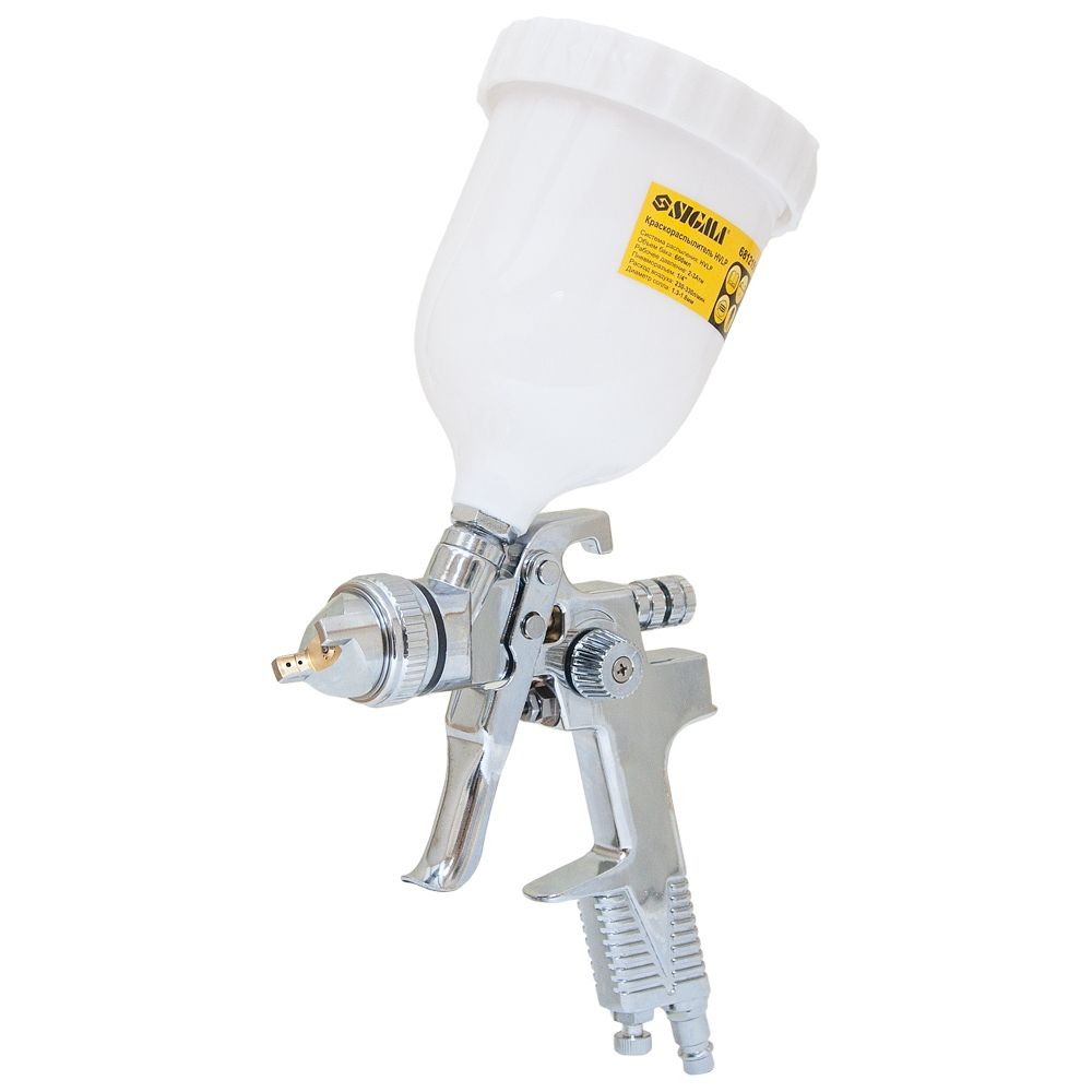 Фарборозпилювач HVLP Ø1.3+1.8мм 140-280л/хв 6бар в/б 600мл (пласт) хром SIGMA (6812151)
