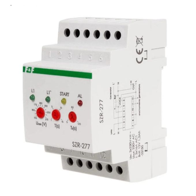 АВР від однофазного генератора SZR-277 F&F 3НВ 230V AC/ 3х16А (AC-1) два входи