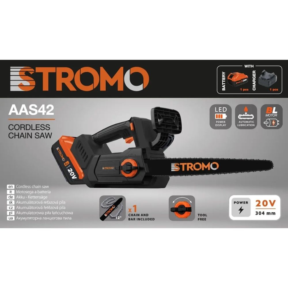 Ланцюгова пила акум. STROMO AAS42 (1 акб та з/п)