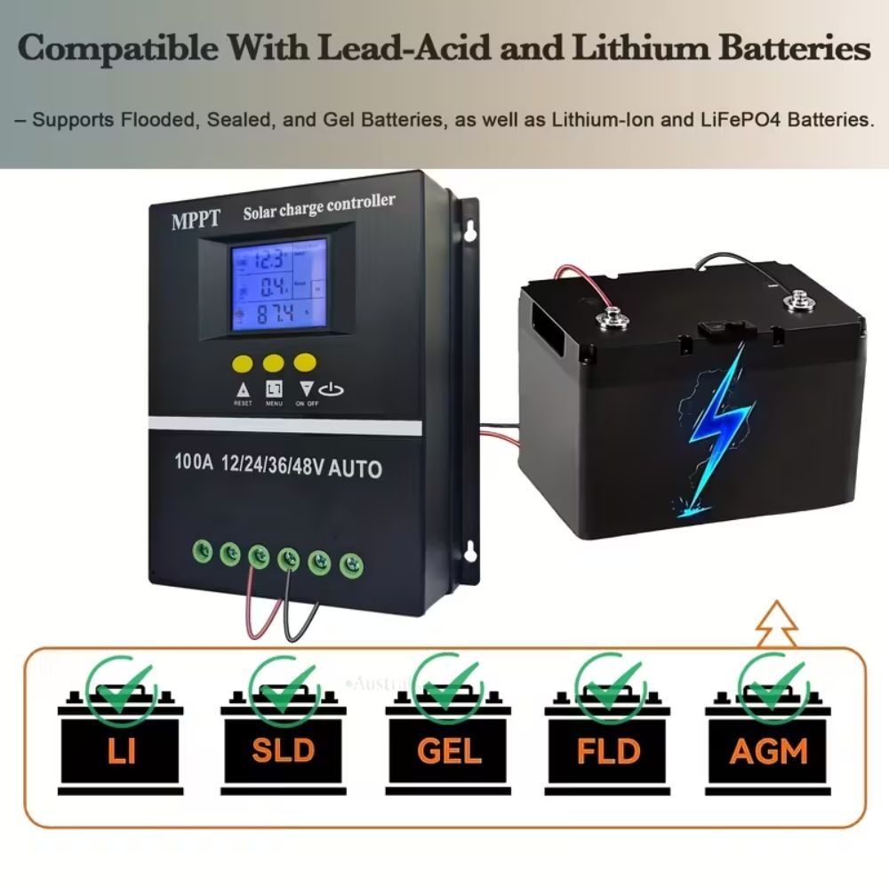 Високопотужний сонячний регулятор заряду з двома USB-портами - 100A