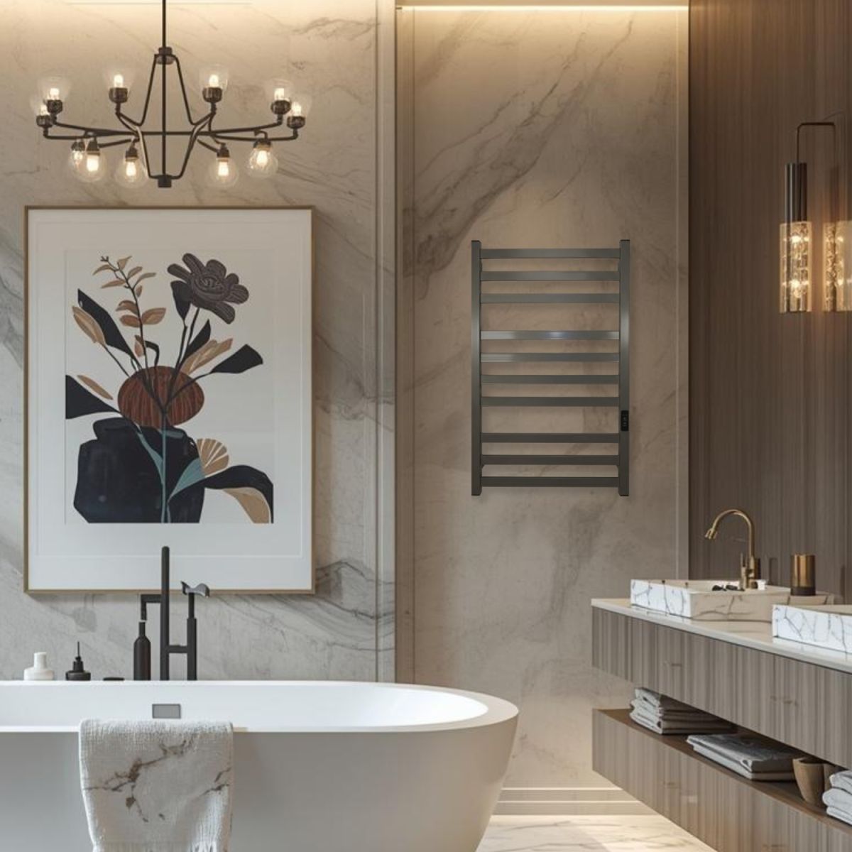 Рушникосушарка електрична Carino RICARDO з контроллером Сірий металік 790*490