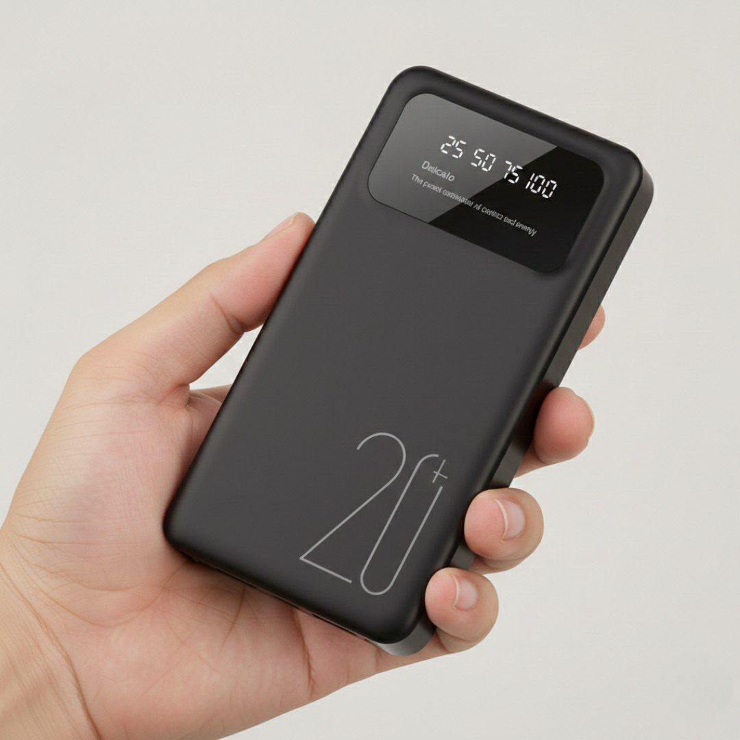 Power Bank 20000mAh, підтримка інтерфейсів Micro/Type-C,подвійний вхід та вихід із цифровим дисплеєм